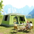 thumbnail image 2 of Outsunny 4-8 Person Camping Tent, 2-Room Dome Tent with Porch, Green, 2 of 10