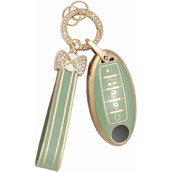 Key Fob Cover Compatible with Fit for Nissan 4 Button Bling Keychain Girly Car Keys Case Shell Keychain Case Holder Protector,1