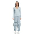 thumbnail image 2 of No Boundaries Juniors' Ribbed Henley Top with Long Sleeves, Sizes XS-XXXL, 2 of 5