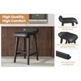 thumbnail image 3 of Modern Farmhouse Counter Height Bar Stools Set – Sturdy Wood Frame, Wide Backless PU Leather Seat, Sturdy, Water Resistant for Kitchen Island, Dining, Patio – Black, Set of 2, 3 of 6