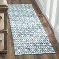 thumbnail image 2 of SAFAVIEH Montauk Jefferson Geometric Quatrefoils Cotton Runner Rug, Turquoise/Multi, 2'3" x 8', 2 of 3