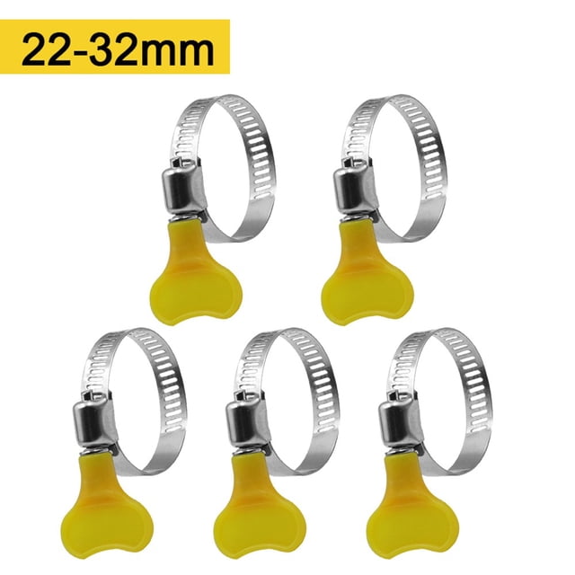 10 Pcs 10-38mm Adjustable Yellow Plastic Handle Hand Wriggle Hose Clamp Pipe Clip