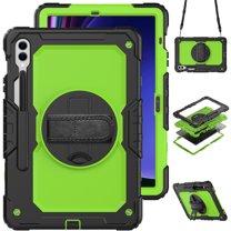 XYX for Samsung Galaxy Tab S10 Plus/S9 FE /S9  Case 12.4 inch, 360 Rotating Shockproof Cover with Stand, Screen Protector, Shoulder Strap (SM-X820/X810/X610), Lime PC