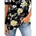 thumbnail image 4 of DYMADE Eleagnt Square Neck Blouse Pullover Summer Women Floral T-Shirt, 4 of 5