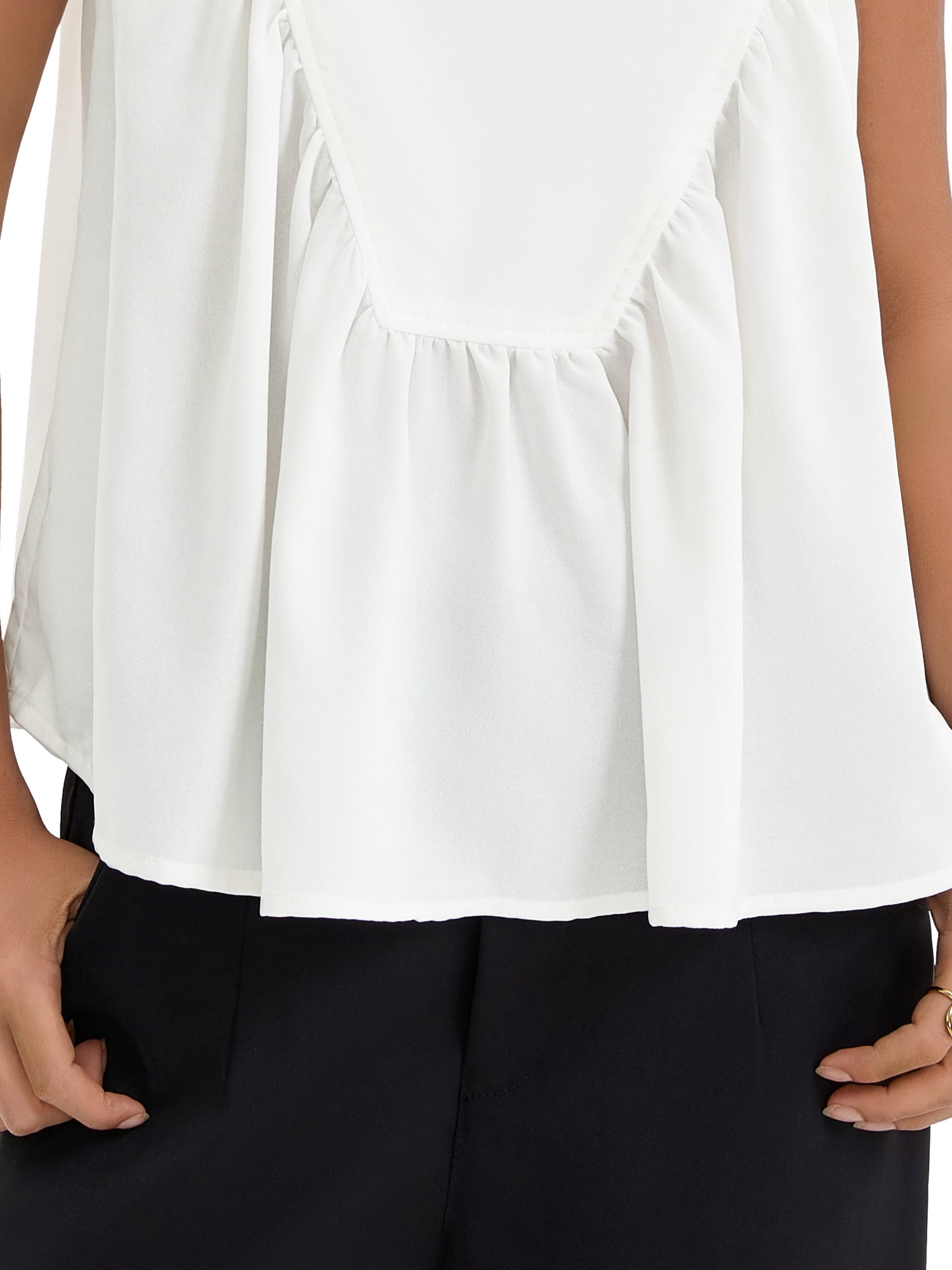DARING DIVA Women's Babydoll Tank Summer Peplum Sleeveless Casual Flowy Shirts S White