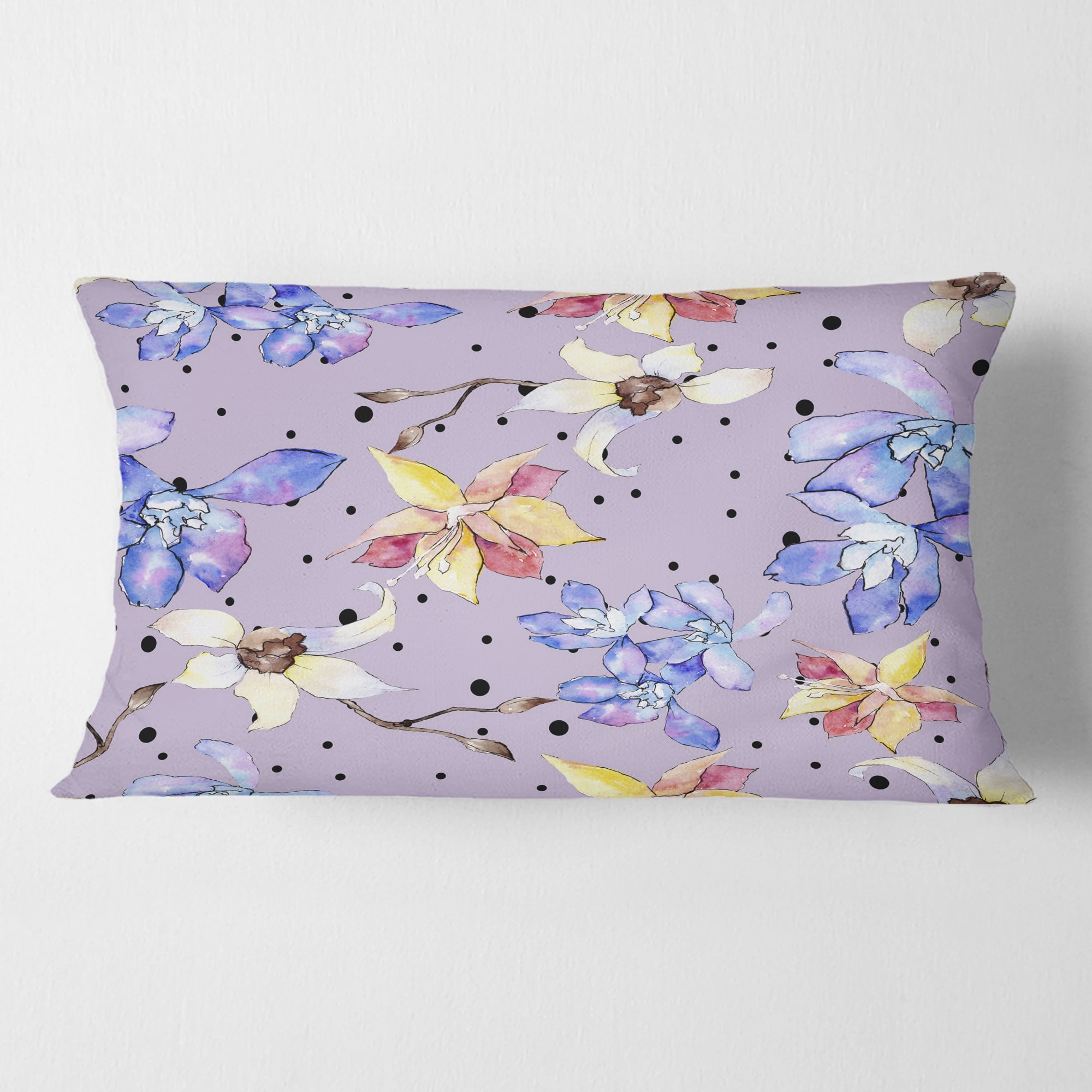 Designart Floral Botanical Retro V' Mid-Century Modern Throw Pillow - 12x20