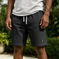 thumbnail image 2 of CIENVNSTG Waffle Shorts for Men Lightweight Classic Style Athletic Sweat Bottoms Elastic Drawstring Waist Summer Beach Casual Short Pants with Pockets Black XL, 2 of 5