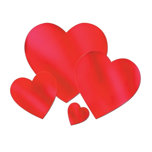 36 Pack Bulk 8.5" Valentine's Day Foil Heart Cutout- Red