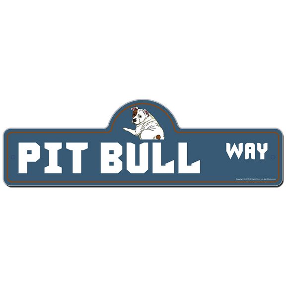 Pit Bull Street Sign | Indoor/Outdoor | Funny Home Decor for Garages, Living Rooms, Bedroom, Offices | SignMission personalized gift