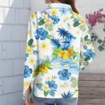 thumbnail image 5 of Sewkxo Hawaii Shirt for Women‘s Floral Print Long Sleeve Lapel Collar Button Down Tropical Beach Blouse Big and Tall Loose Fit Party Holiday Tops,Sky Blue L, 5 of 5