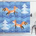 thumbnail image 1 of Fox Shower Curtain, Abstract Graphic of Animal and Trees on Wavy Snowing Winter Background, Fabric Bathroom Set with Hooks, 69W X 70L Inches, Multicolor, by Ambesonne, 1 of 3