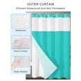 thumbnail image 4 of No Hook Shower Curtain with Snap-in Liner, Turquoise Waterproof Fabric Bathroom Curtains, Modern Pure Turquoise Bath Curtains & Mesh Top Window Stand Up Stall 54"x78", 4 of 9