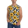 thumbnail image 2 of Lsque Cow Print Sunflower Print Men's Cotton Blend Sleeveless Muscle Shirts (S-3XL)- Moisture Wicking, Odor Protection, UPF 30+,3X-Large, 2 of 8