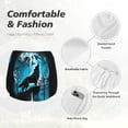 thumbnail image 4 of Susaid Blue Full Moon Wolf Print Women's High Waisted Running Shorts Quick Dry Athletic Gym Track Workout Shorts Zip Pocket-Large, 4 of 7
