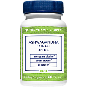 The Vitamin Shoppe Ashwagandha Extract 470MG  Herbal Supplement That Provides Energy  Vitality, Helps with Stress Management (60 Capsules)