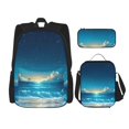 thumbnail image 1 of Disketp Night Sky Beach Scene Mochila Estampada de Gran Capacidad con Lonchera y Estuche, Set de 3 Piezas para Estudiantes, 1 of 7