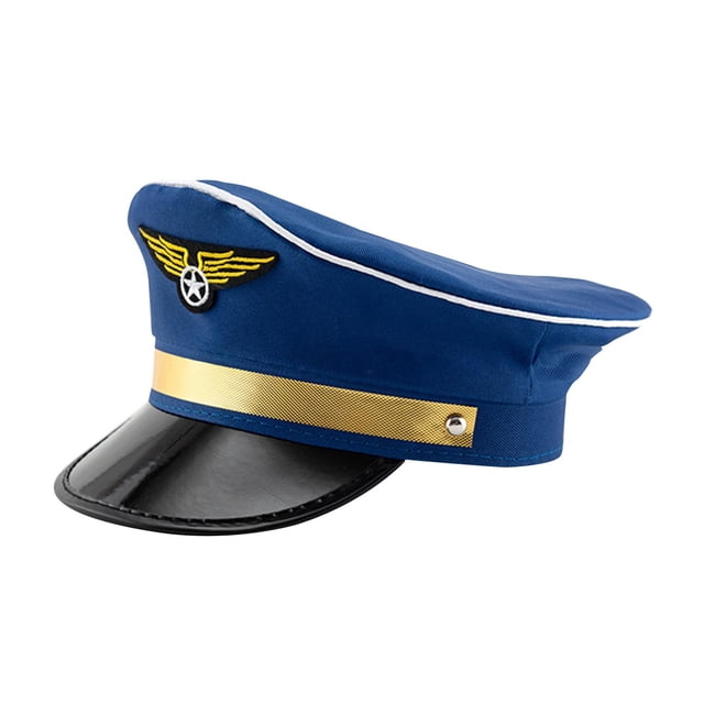 Sombrero de cornisa grande de aerolínea, gorra de aerolínea, Cosplay para hombres y mujeres, accesorios de disfraz, sombrero de avión de Carnaval azul