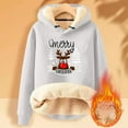 thumbnail image 2 of Honeeladyy Womens Fleece Sherpa Lined Sweatshirt ,Girls Winter Outdoor Pullover Shirt Long Sleeve Christmas Print Drawstring Hooded Thick Tops Christmas Gift, 2 of 3
