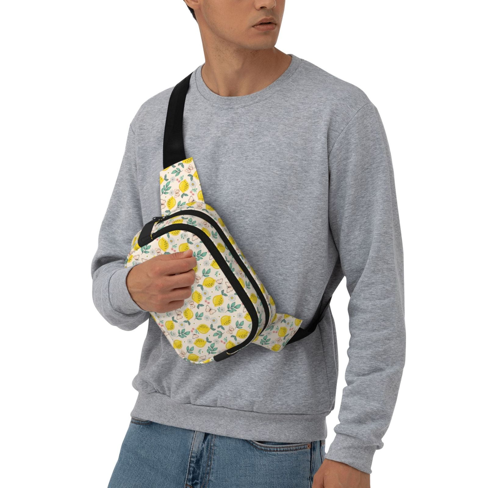 Picia Flowers and Butterflies Print Square Double-Layer Waist Bag Mini Adjustable Waist Belt Bag Exercise Running Travel Hiking