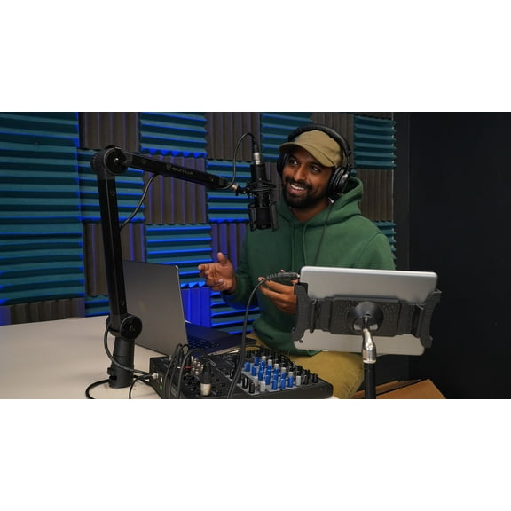 Rockville RG30 ROGAN STAND 30" Pro Boom Arm Mic Stand w/ Fixed Mount Desk Stand