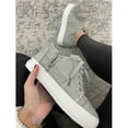 thumbnail image 6 of Women Sneakers Low Top Slip On Lace up Shoes Platform Wedge Sneakers Fashion Zipper Decor Canvas Flats Walking Running Shoes Size 6-10,Light Grey, 6 of 8