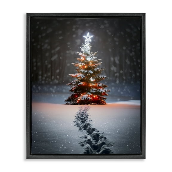Stupell Industries Magic Moments Holiday Tree Holiday Photography Black Floater Framed Canvas Art Prints Wall Art, 17 x 21