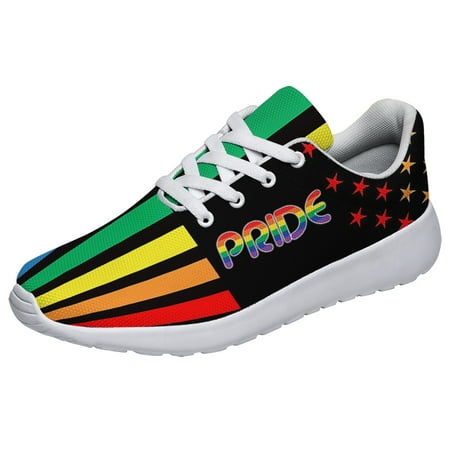 

Unisex Rainbow Sneakers LGBT Shoes for Men Women Lightweight Breathable Running Shoes White Size 10
