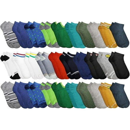 

SOCKS NBULK 30 Pairs Low Cut Ankle Socks for Women Girls Boys Men Bulk Pack Fun Cute Patterned Colorful Soft (30 Pairs Assorted (Boys))