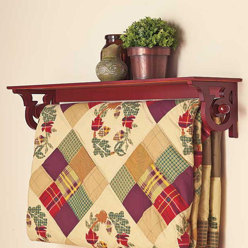 Deluxe Quilt Rack with Shelf (Walnut)