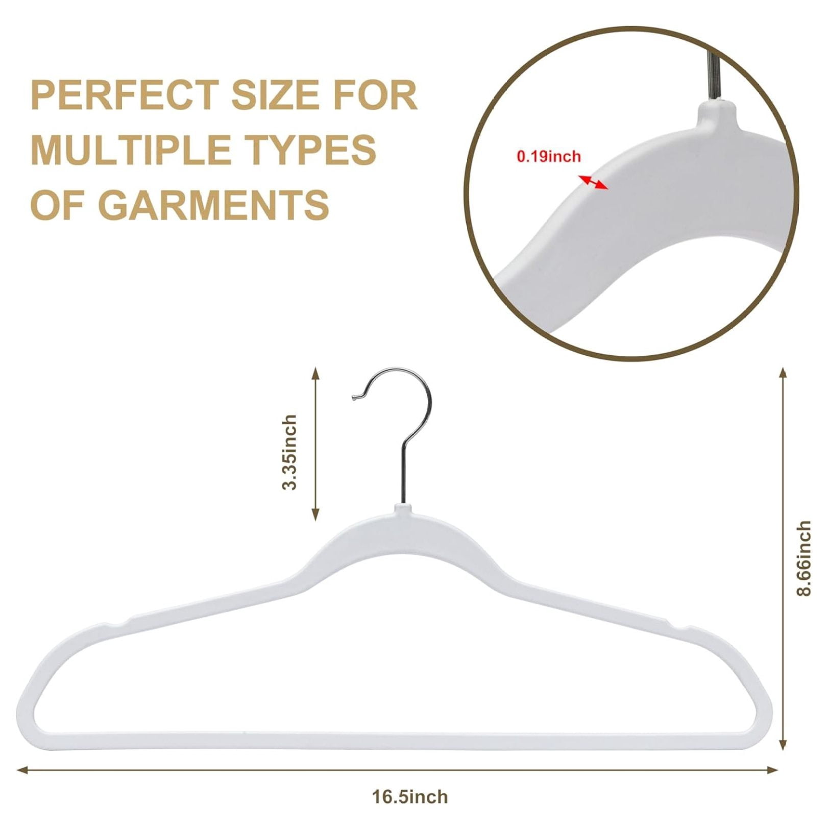 200 Pack Slim Plastic Hangers for Clothes - 16.5" Won't Crease Your Clothes, Heavy Duty Non- White Hangers, 360° Swivel Hook Dresses Coats Shirts