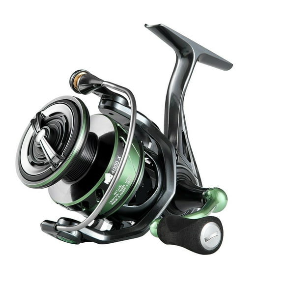 Moulinets de Pêche, Équipement 5.2:1 Traînage MAX 28lb Enroulement Lisse Moulinet de Pêche Tournant, Cadre Squelettique en Aluminium Rigide