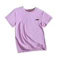 thumbnail image 3 of FRSASU Girl's Solid Summer Short Sleeves Crew Neck T-Shirts Casual Sport Soft Breathable Tee 2-18 Years Purple-A, 3 of 5