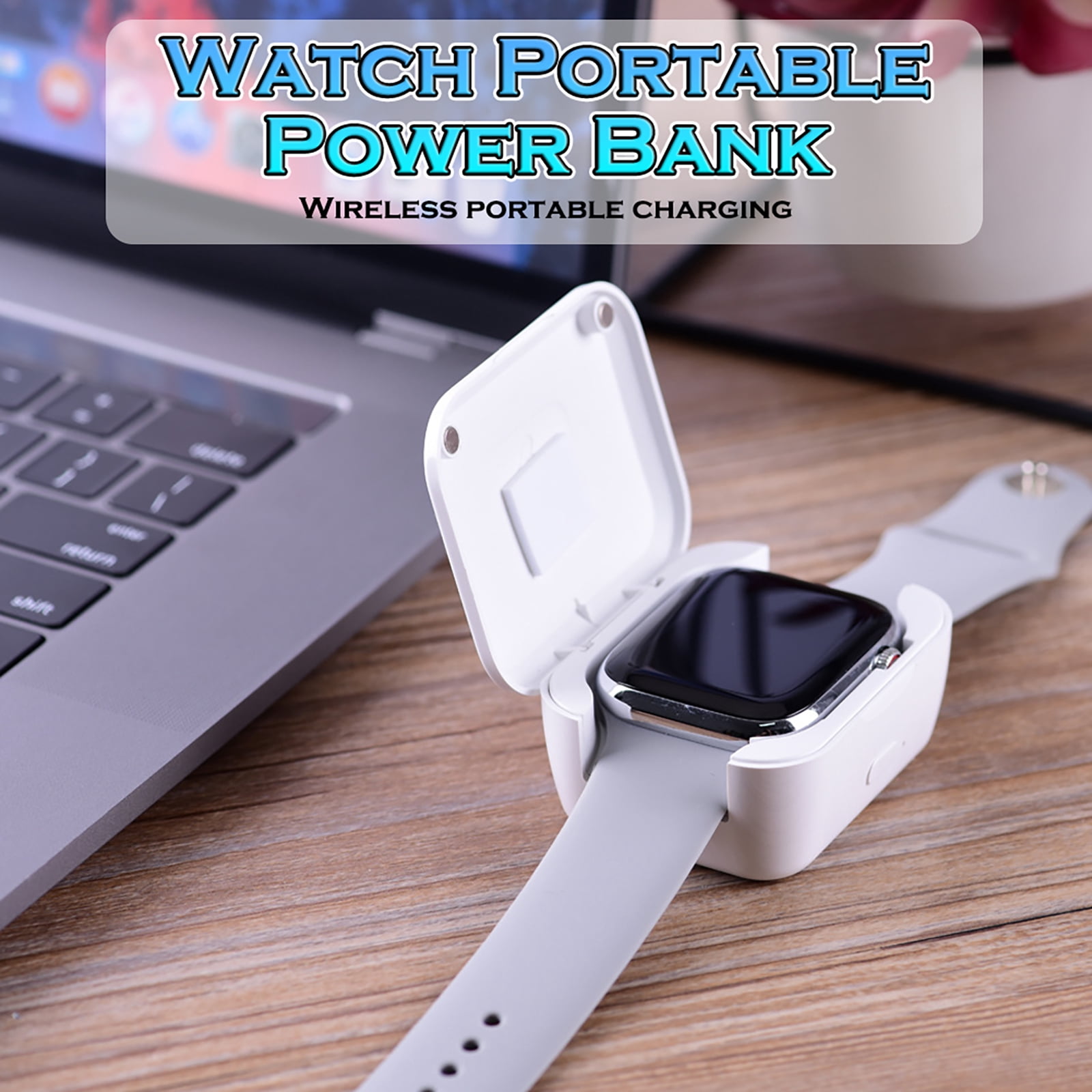 Portable Watch Wireless Charging Bank, Fast Charging Compact Charger for Apple Watch Chargers 10/9/8/7/6/5/4/3/2/1(without Ultra series), USB Type-C Wireless Travel Power, Lightweight, 750mah