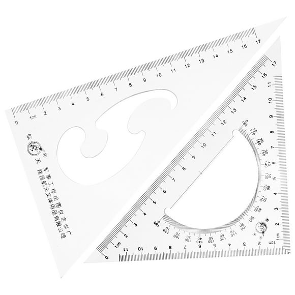 Shisuyan 2pcs Multifunctional Triangle Ruler Set For Students Drafting Drawing And Measuring Right Angle And Protractor For Math And Geometry