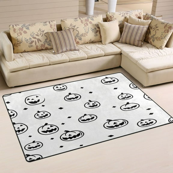 Non-Slip Area Rug 31"x20" Indoor Washable Floor Mats Carpet Printed for Living Room, Bedroom, Home Decor Minimalist Halloween Pattern