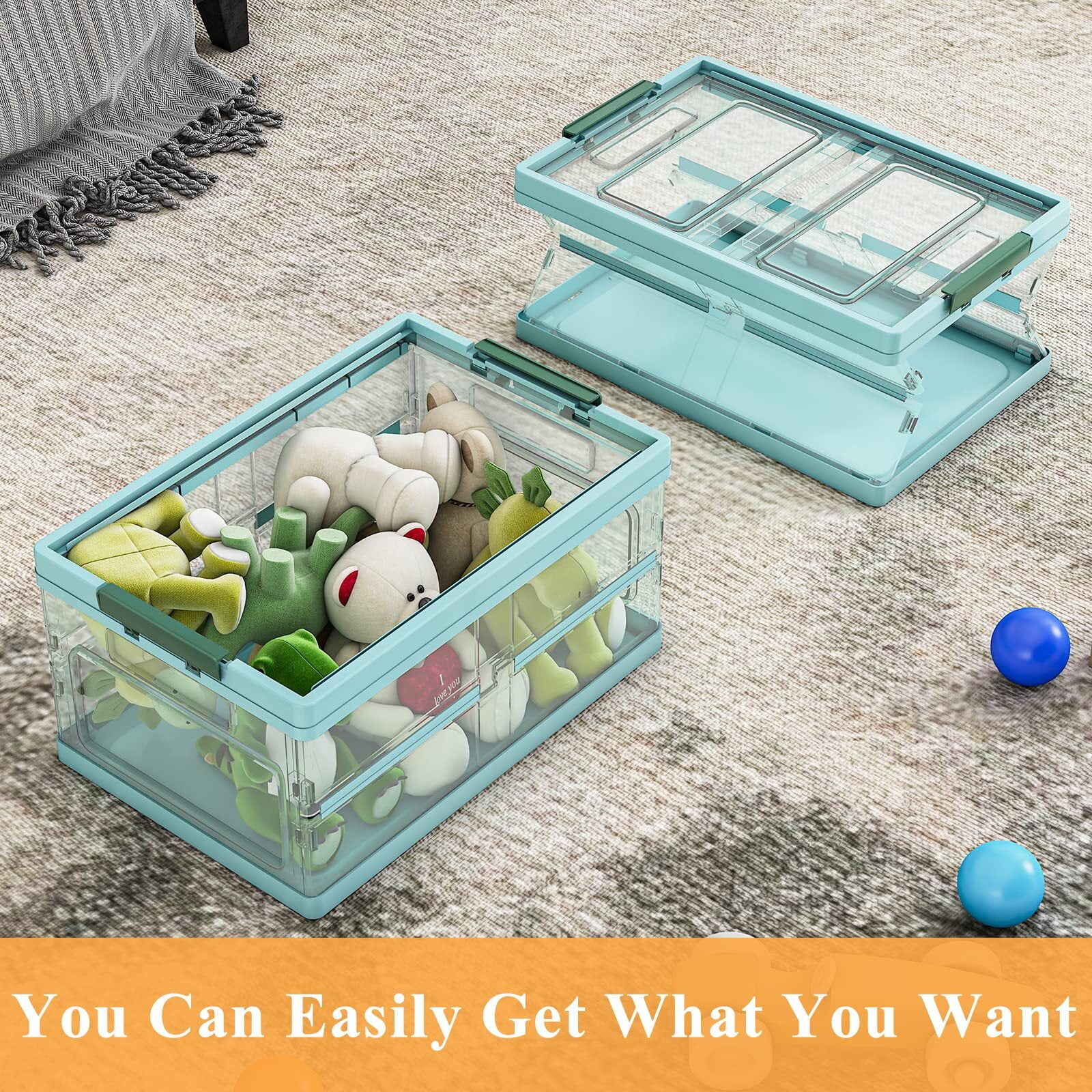 2PCS)Foldable Stackable Storage Box Basket Bin Plastic Container Organizer  with Handle Car Trunk(15X10X5.3)