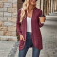 thumbnail image 6 of GPOECD Womens 2025 Fall Solid Color Casual Long Sleeve Side Pocket Cardigan Jacket Open Front Lightweight Wear Outerwear Red，S, 6 of 9