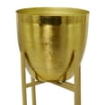 thumbnail image 4 of CosmoLiving by Cosmopolitan 32", 24"H Gold Metal Planter with Removable Stand (2 Count), 4 of 9