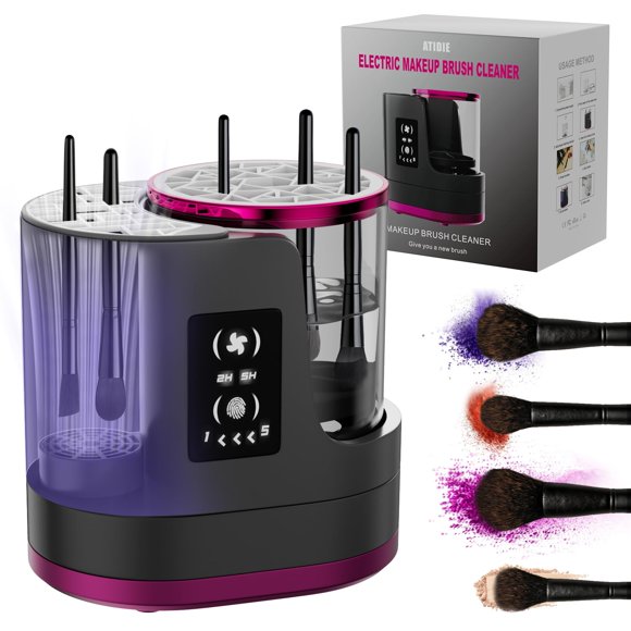 Limpiador eléctrico de brochas de maquillaje ATIDIE 3 en 1 con secador, color gris
