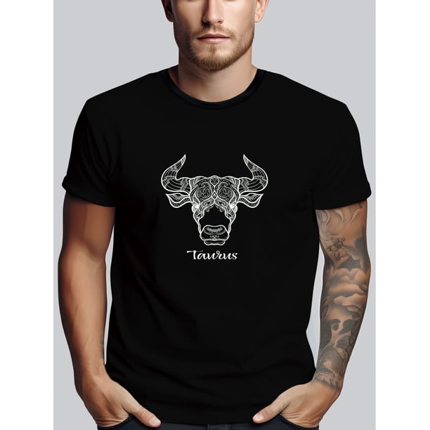 Camiseta informal de moda para hombre con estampado de toro: cuello redondo, manga corta, tejido elástico, lavable a máquina. Ideal para verano y tiempo libre.