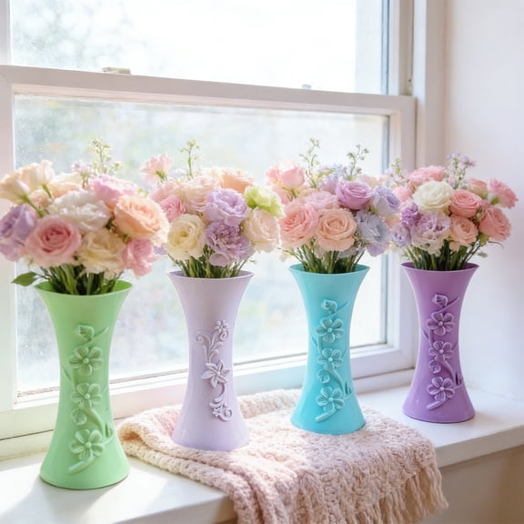 Qocolcyl Shatterproof Flower Vases for Bouquet,Plastic Vintage Decorative Vases for Home Centerpieces Decor,Rustic Modern Table Floral Vase for Living Room Bedroom Wedding Decor