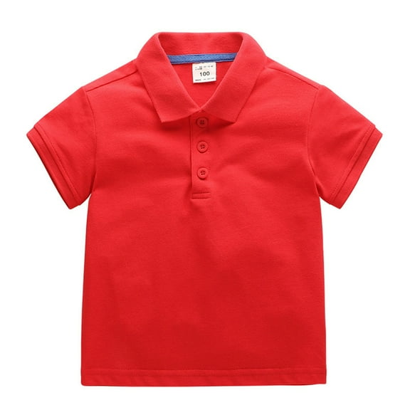 Toddler Boys T- Shirts Solid Color Short Sleeve Collared Shirt Cotton Casual Classic Tee Shirt Tops
