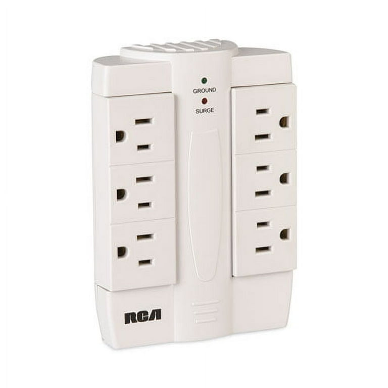 6 Outlet Swivel Surge Protector, 6 AC Outlets, 1,200 J, White 6 Outlet Swivel Surge Protector, 6 AC Outlets, 1,200 J, White