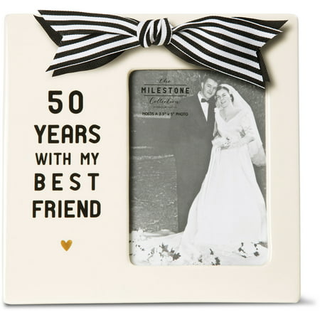 The Milestone Collection - 50 Years with my Best Friend 3.5x5 vertical Wedding/Anniversary Cream Picture Frame with Heart and
