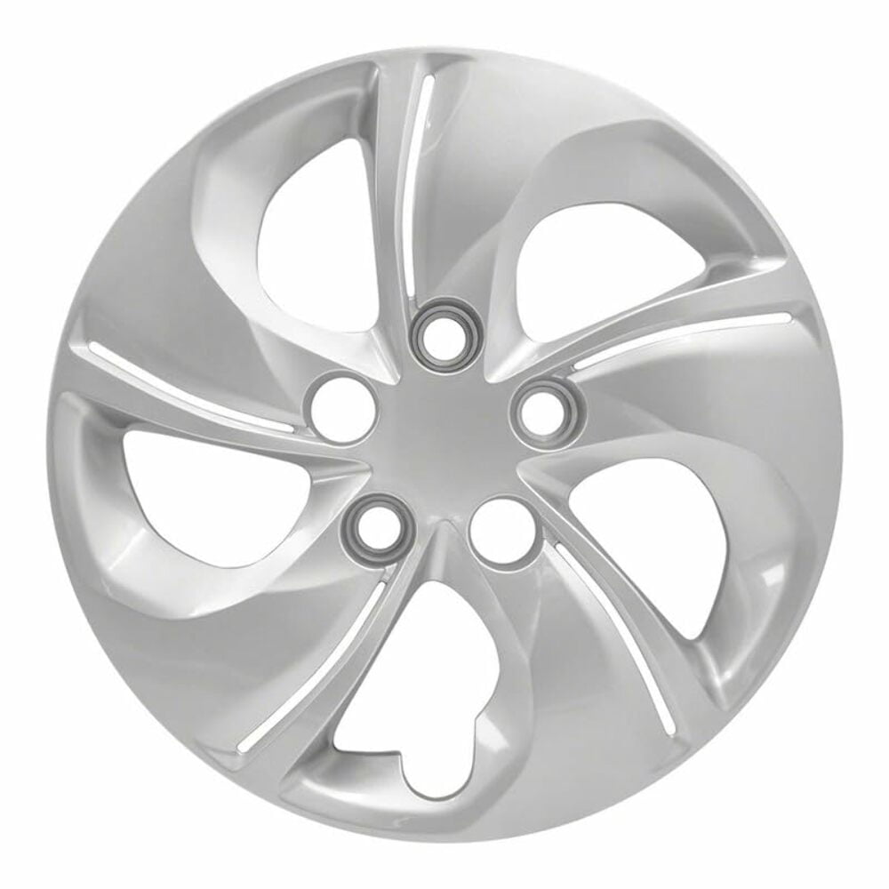 Fuel Rider Set of 4 15 inch Silver Bolt-On Hubcaps With 5 Directional Spoke Compatible With 2013-2015 Honda Civic Standard Steel Wheel Covers