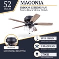 thumbnail image 4 of Prominence Home Magonia 52 Inch Ceiling Fan with Light and Pull Chain, Flush Mount, Black, 4 of 12
