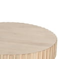 thumbnail image 6 of 36 Inch Modern Handcrafted Round Coffee Table, Oak White Wood Top with Grooved Edges, Black Iron Legs- Saltoro Sherpi, 6 of 7