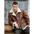 thumbnail image 3 of 2024 New Winter Fashion Men's Short Coat Natural Real Leather Jacket for Male Sheepskin Lambskin Shearling Wool Liner Brown Plus Size for over weight 100kgs,Brown,62, 3 of 14