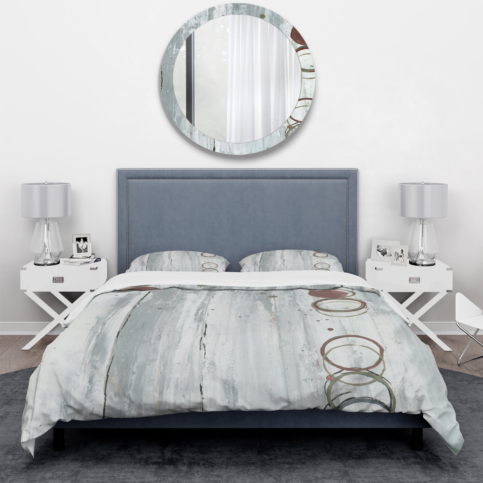 Designart 'Whitewashed Chinchilla' Geometric Duvet Cover Set