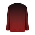 thumbnail image 5 of Qgtaibl Plus Size Long Sleeve Tunic Tops for Women Fashion Gradient Color Pleated Flowy Blouses Curved Hem Loose Fit Hide Belly Shirts Wine XXL, 5 of 5